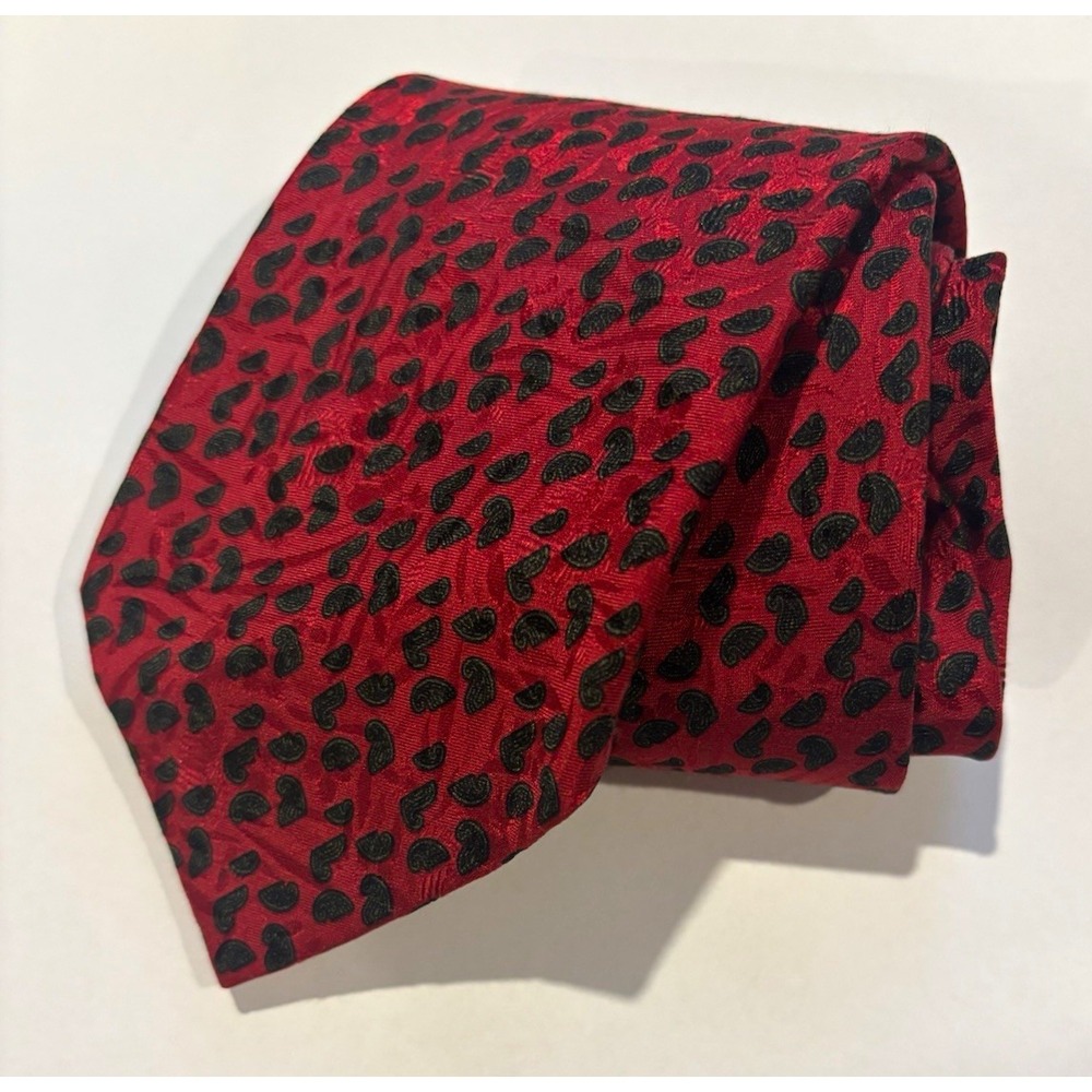 Stefano Ricci Men's Silk Necktie Red Black Paisley Jacquard Pattern Vintage Lux